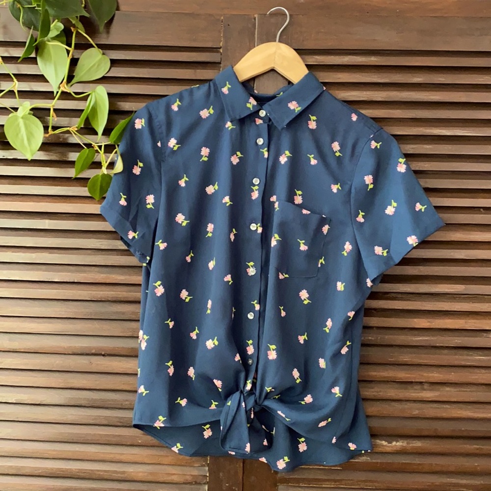 J. Crew button up floral blouse.